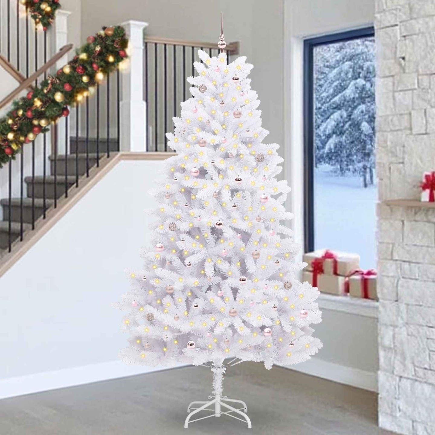 Sapin de Noël Artificiel à Branches Articulées Blanc 270 cm