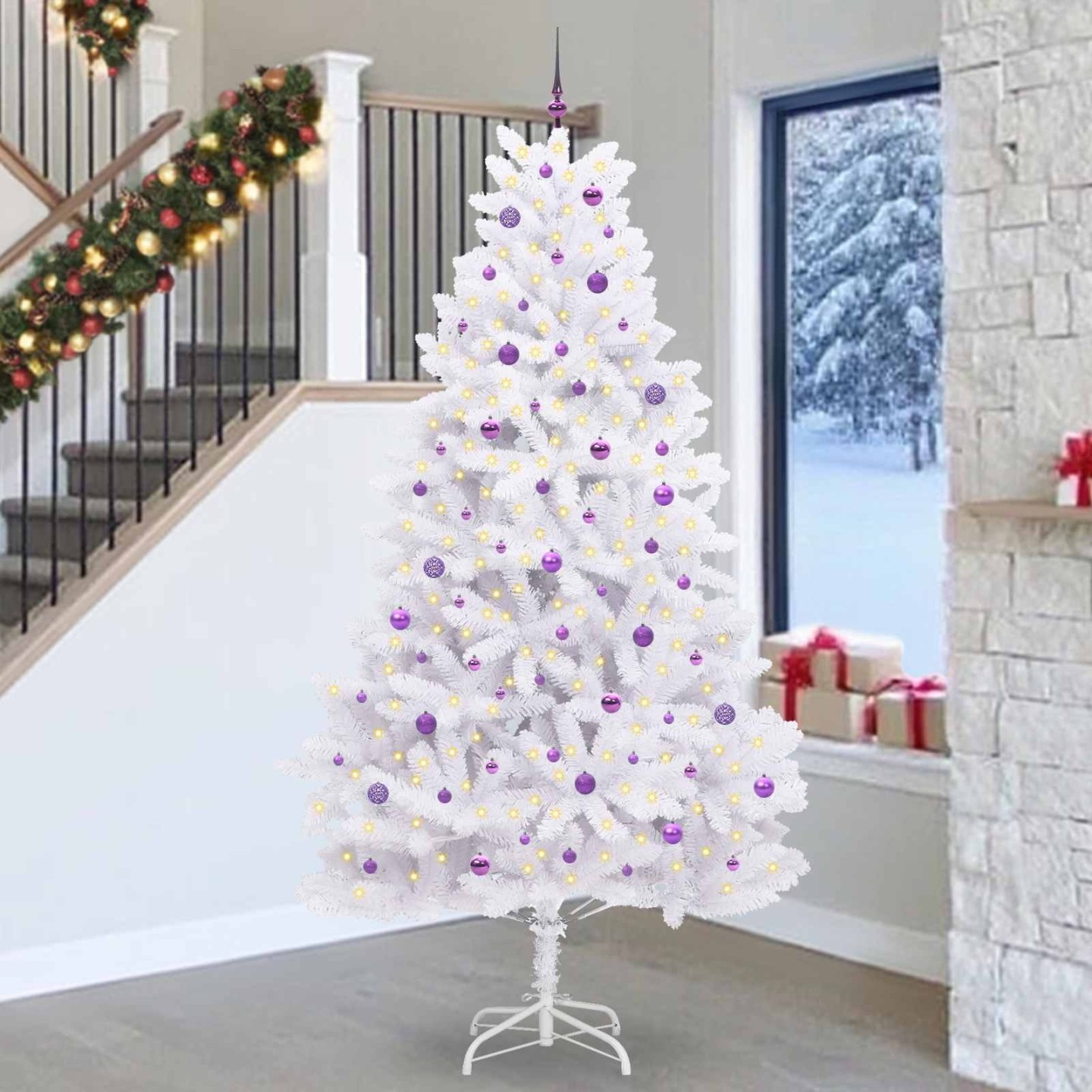 Sapin de Noël Artificiel à Branches Articulées Blanc 270 cm
