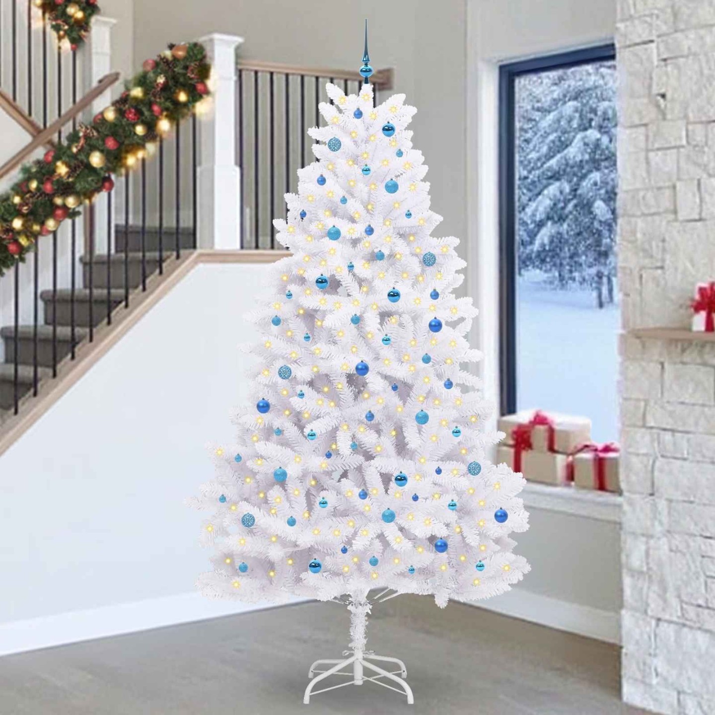 Sapin de Noël Artificiel à Branches Articulées Blanc 270 cm
