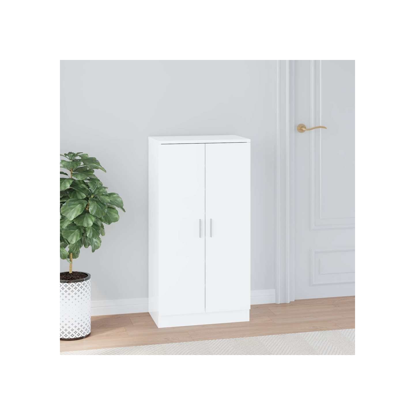 Armoire à chaussure Blanc brillant 55x35x108 cm Bois ingénierie