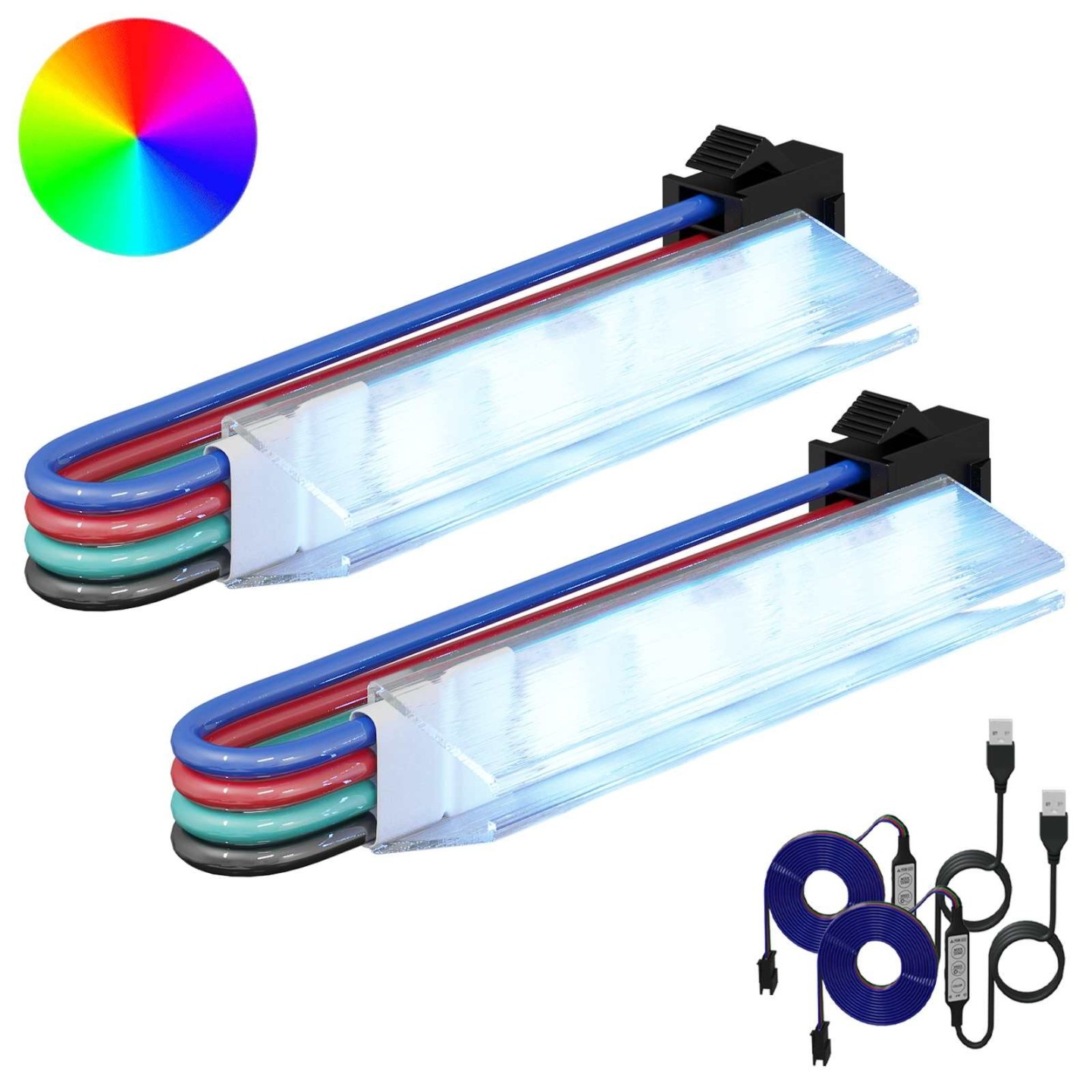 Bande LED 2 pc Noir et Blanc Cuivre et plastique