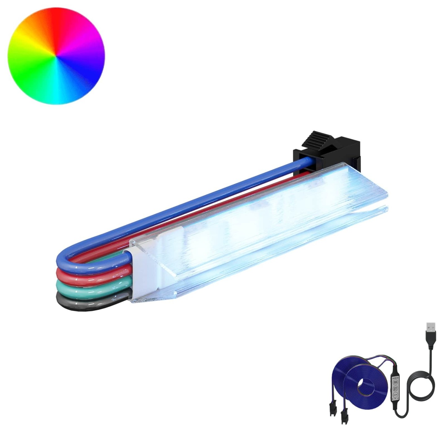 Bande LED 2 pc Noir et Multicolore Cuivre et plastique