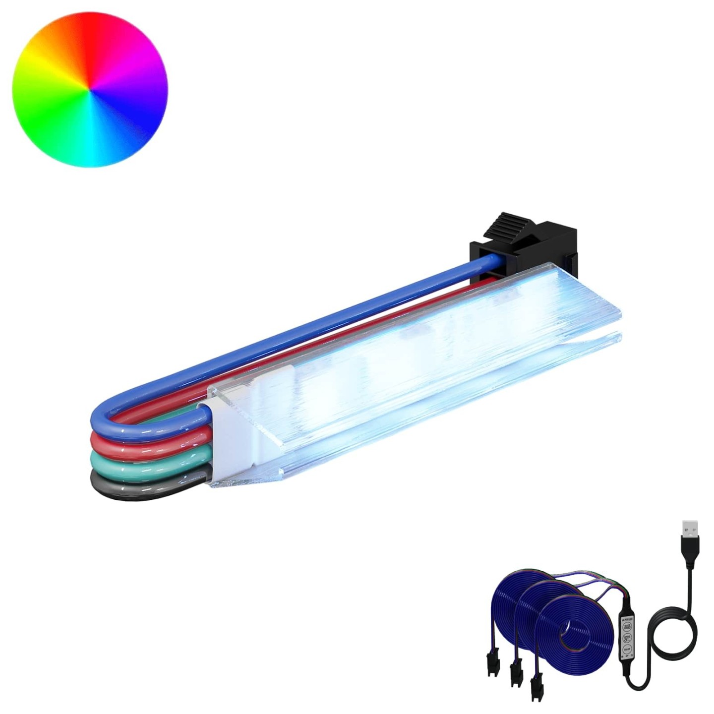 Bande LED 2 pc Noir et Multicolore Cuivre et plastique
