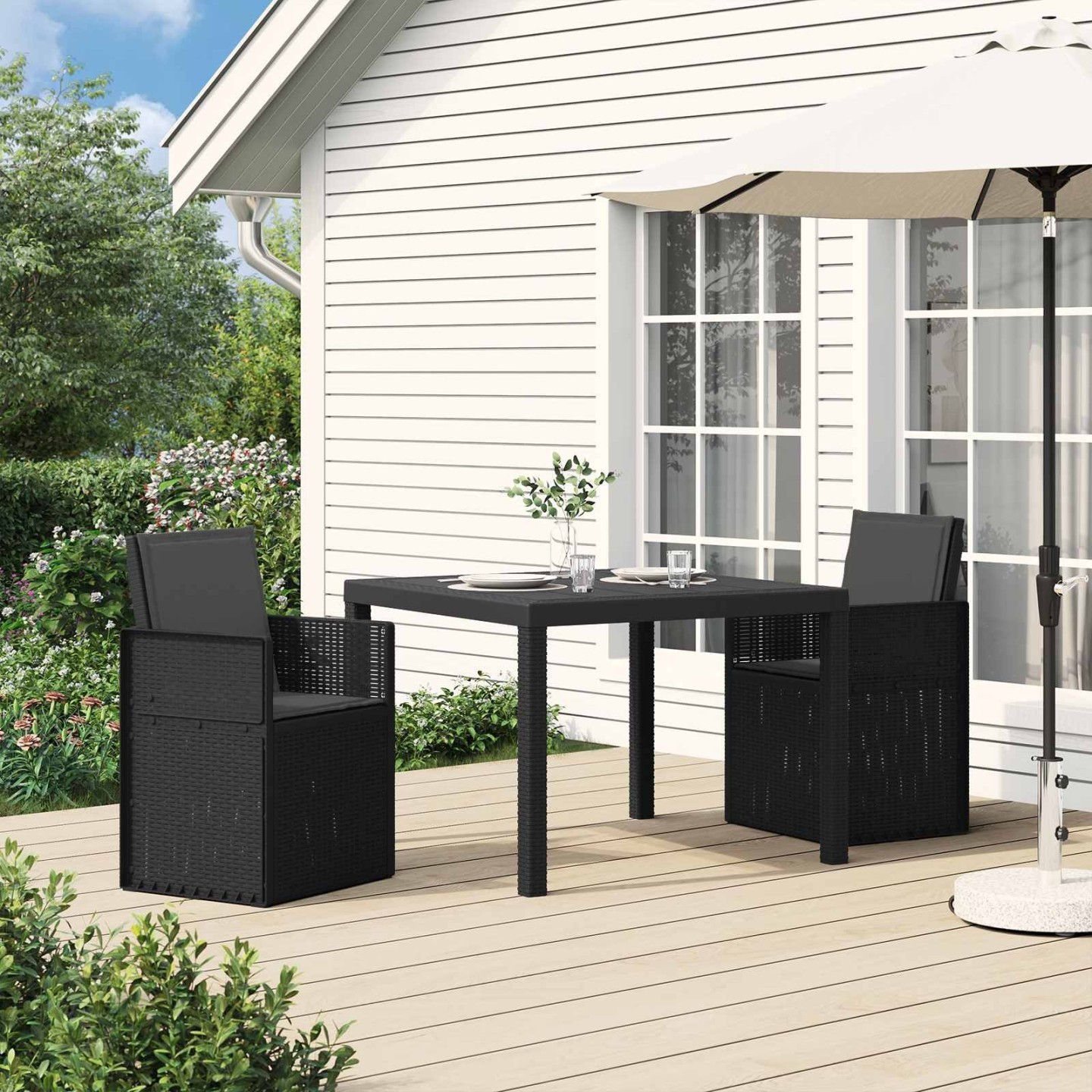 Ensemble de salle à manger pour jardin 3 pc Anthracite PP