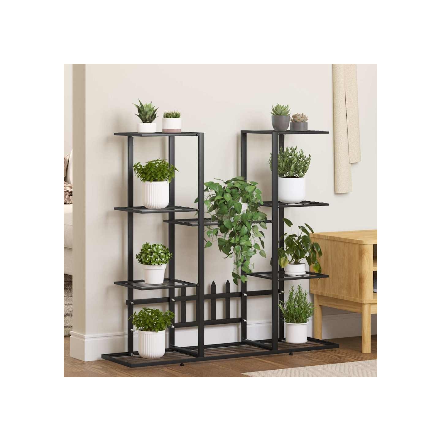 Support à plantes 94,5x25x89 cm Noir Fer