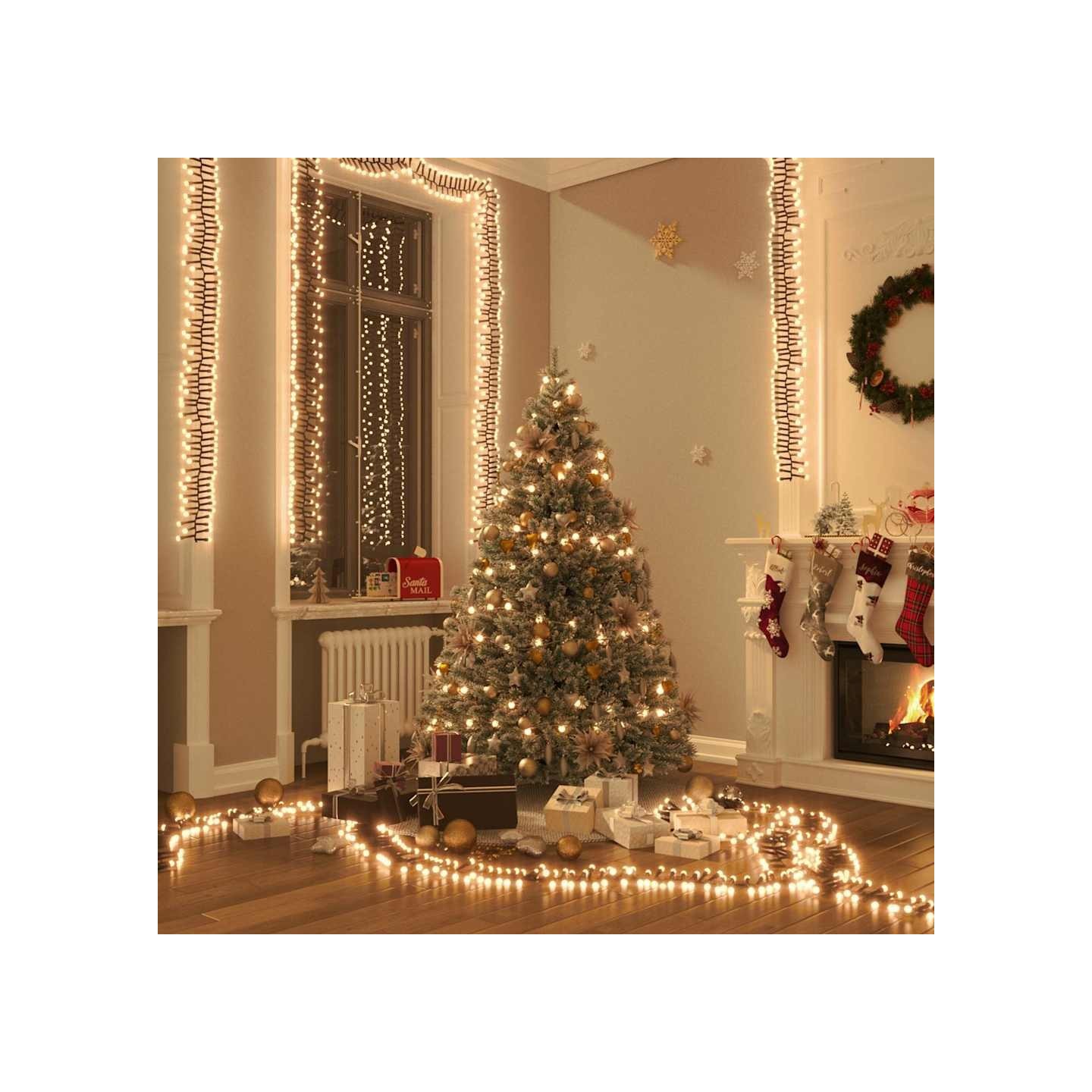 Guirlande lumineuse à LED groupées 2000 LED Blanc chaud PVC