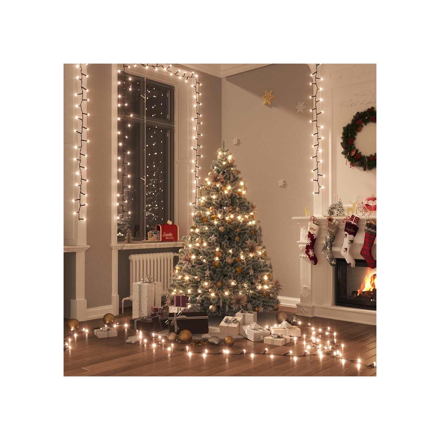 Guirlande à LED compacte avec 400 LED Blanc chaud 13 m PVC