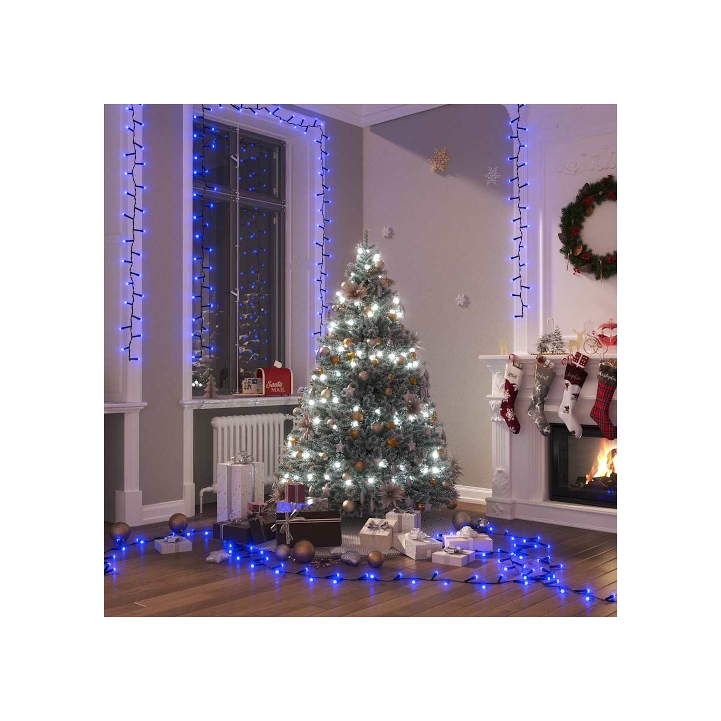 Guirlande à LED compacte avec 2000 LED Bleues 45 m PVC