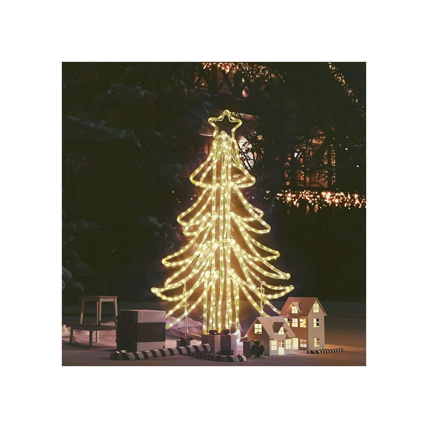 Arbre de Noël pliable avec LED Blanc chaud 87x87x93 cm