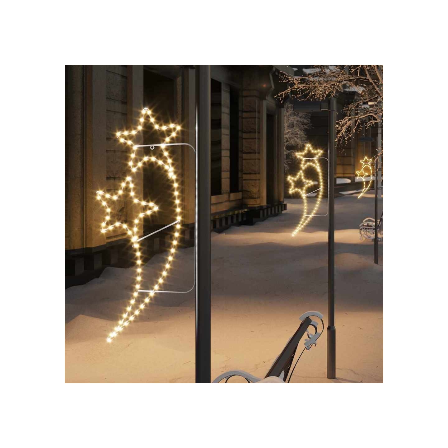 Guirlandes lumineuses en forme d'étoile 2 pcs Blanc chaud