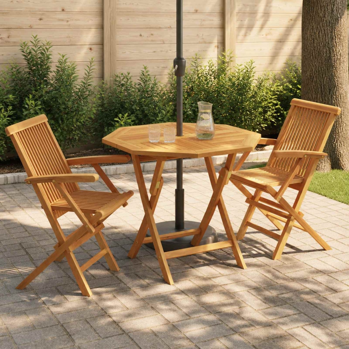Ensemble de Bistro de Jardin Pliable 3 Pièces 3 pc Naturel