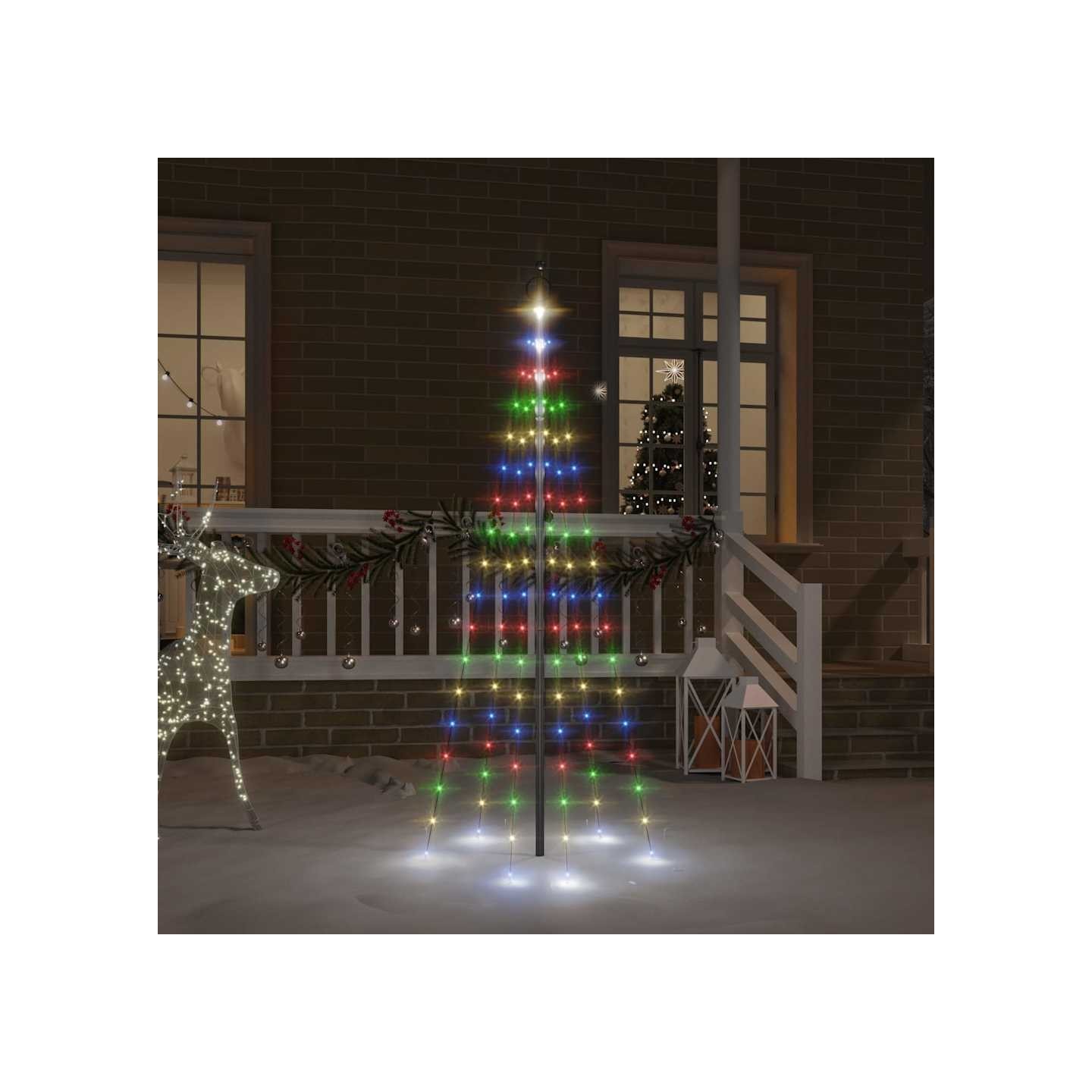Sapin de Noël sur mât de drapeau 108 LED Colorées 180 cm