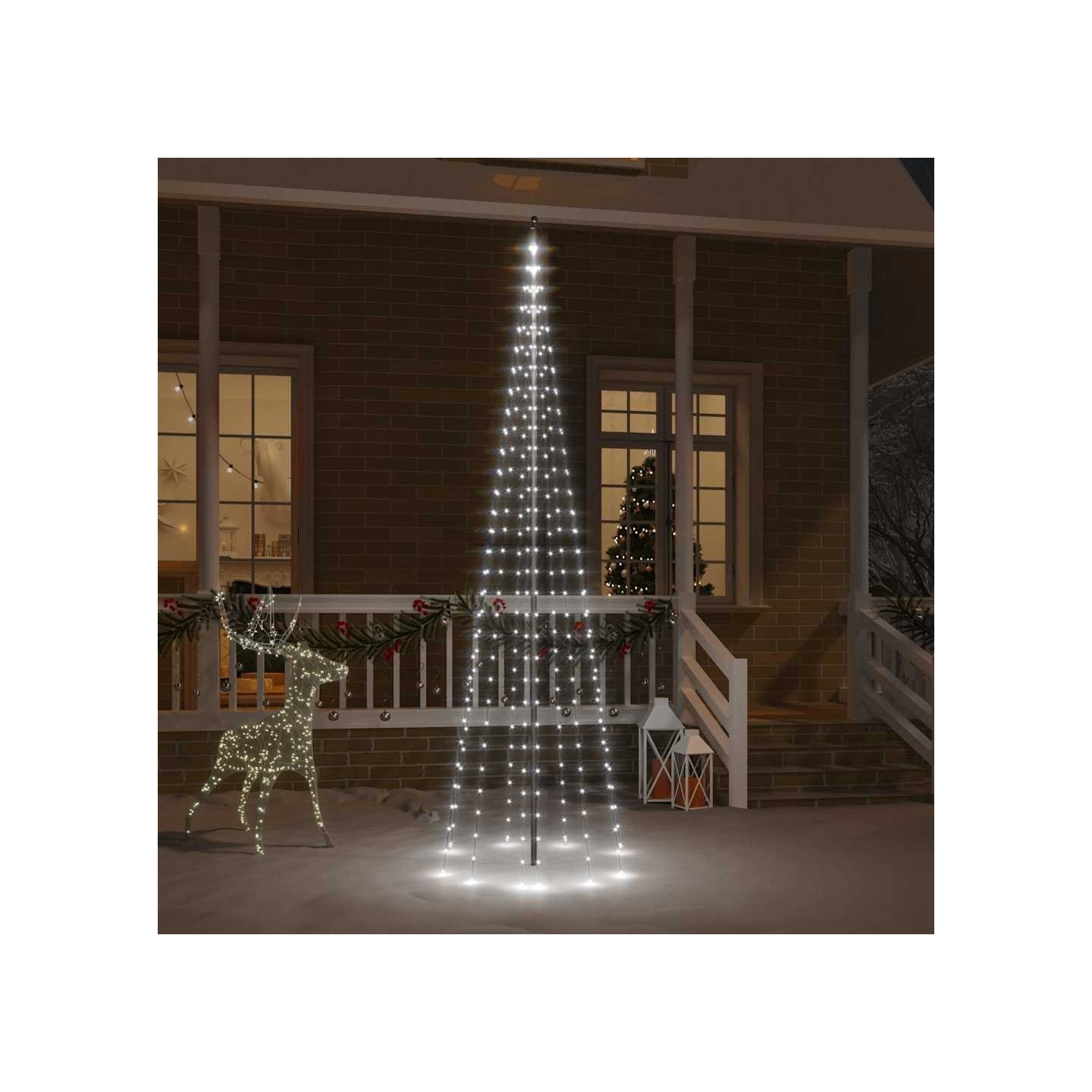 Sapin de Noël sur mât de drapeau 310 LED Blanc froid 300 cm