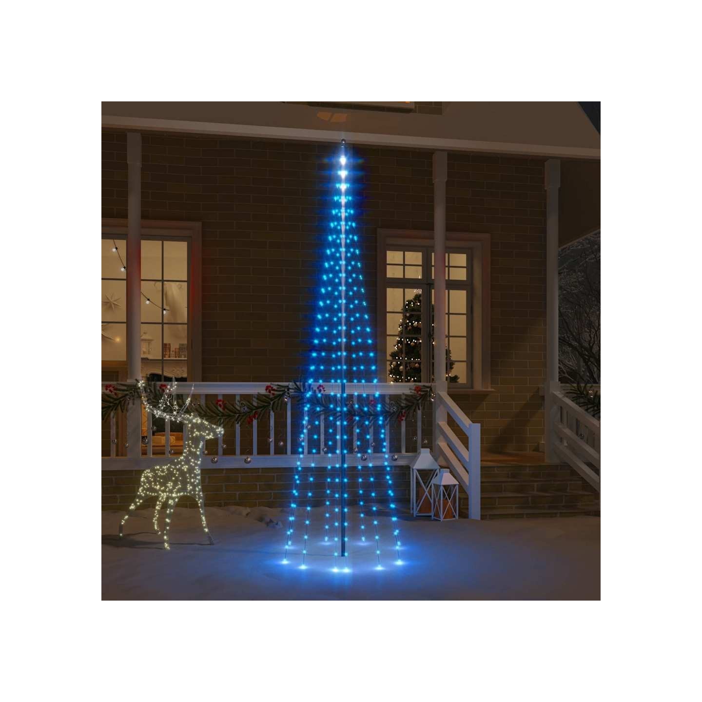 Sapin de Noël sur mât de drapeau 310 LED Bleues 300 cm