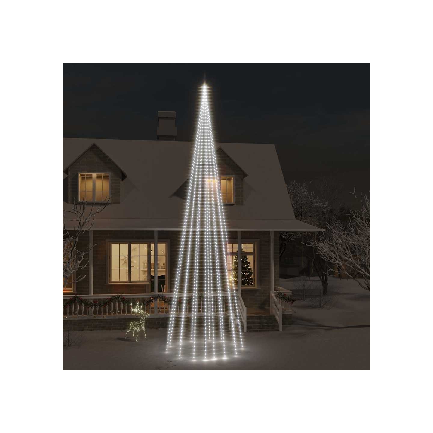 Sapin de Noël sur mât de drapeau 1134 LED Blanc froid 800 cm