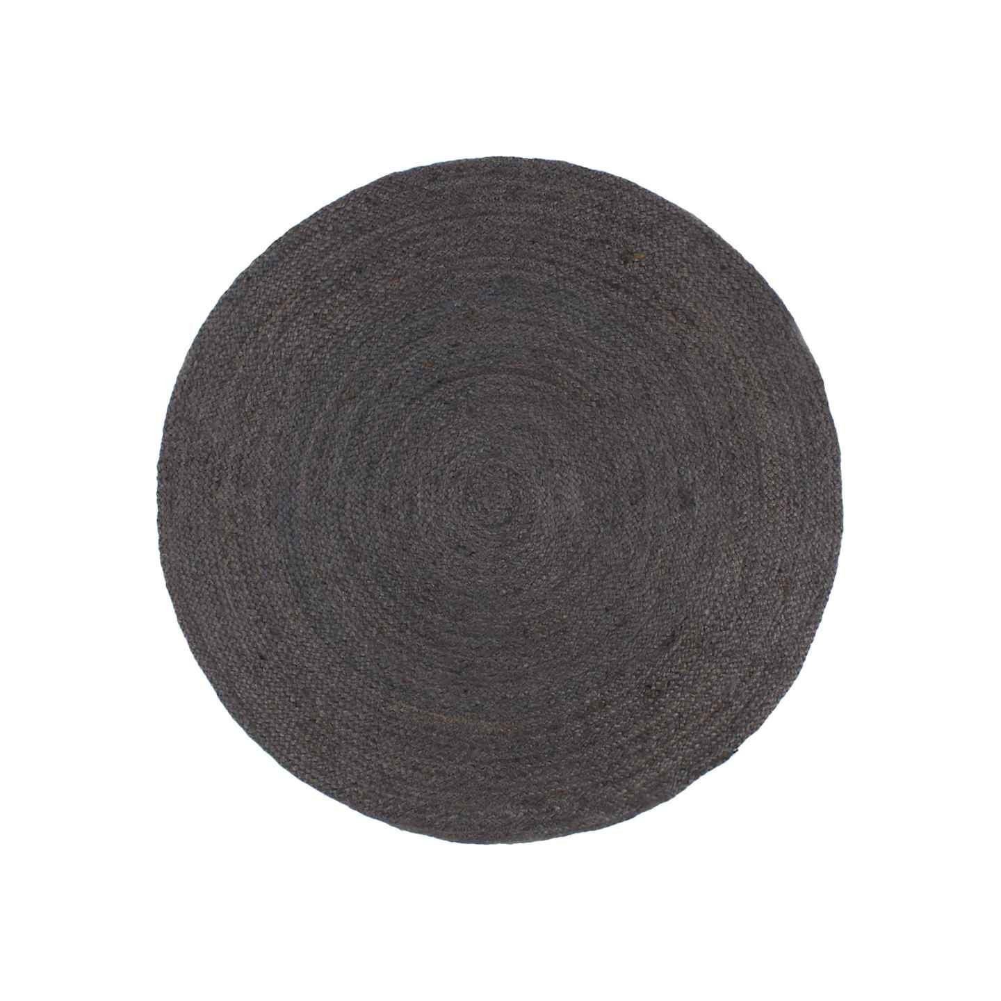 Tapis fait à la main Jute Rond 180 cm Gris foncé