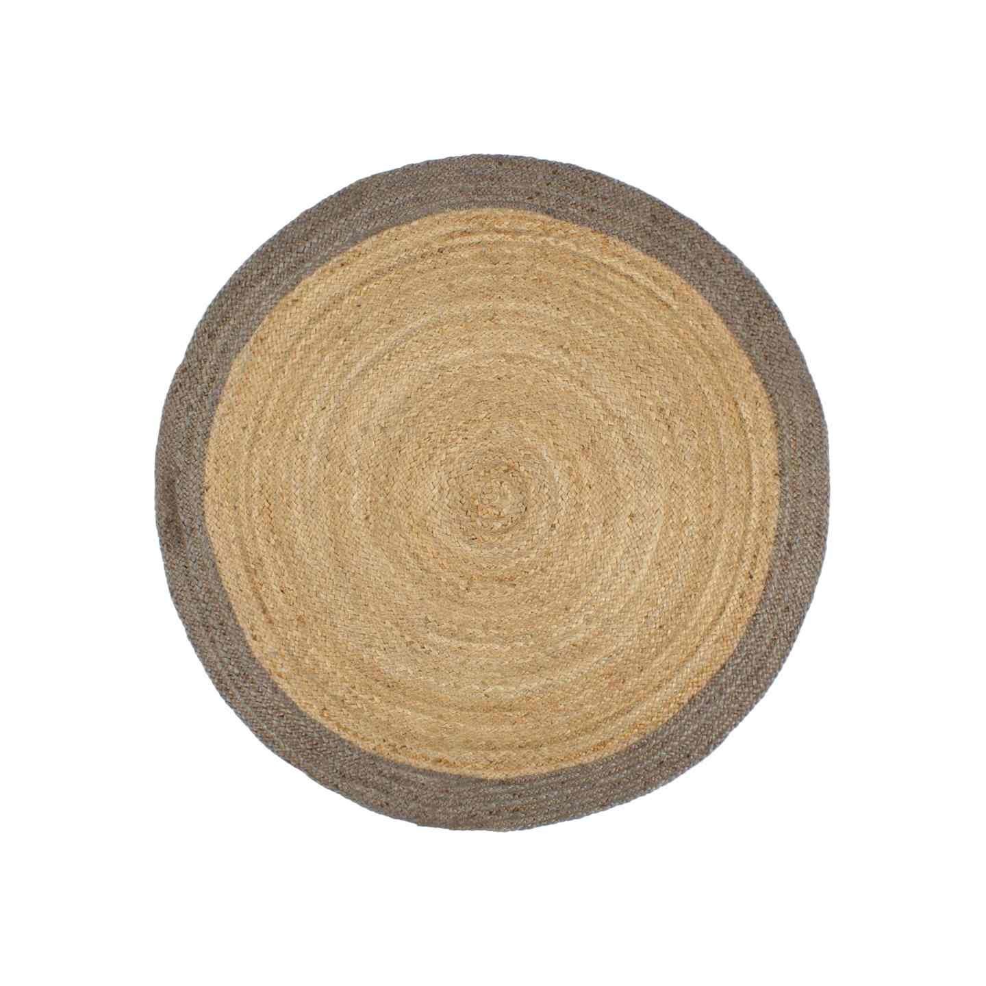 Tapis fait à la main Jute avec bord gris 240 cm