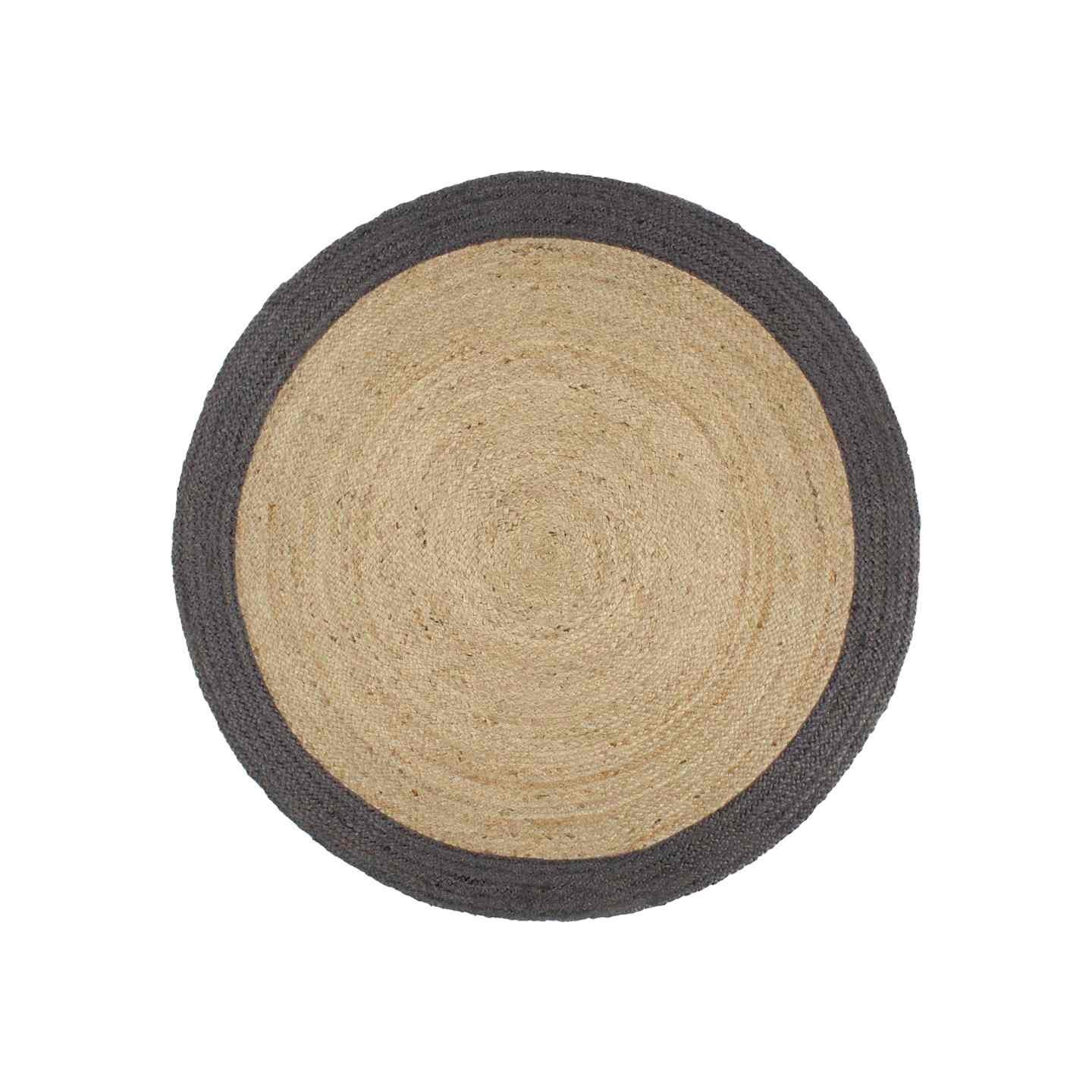 Tapis fait à la main Jute avec bord gris foncé 240 cm