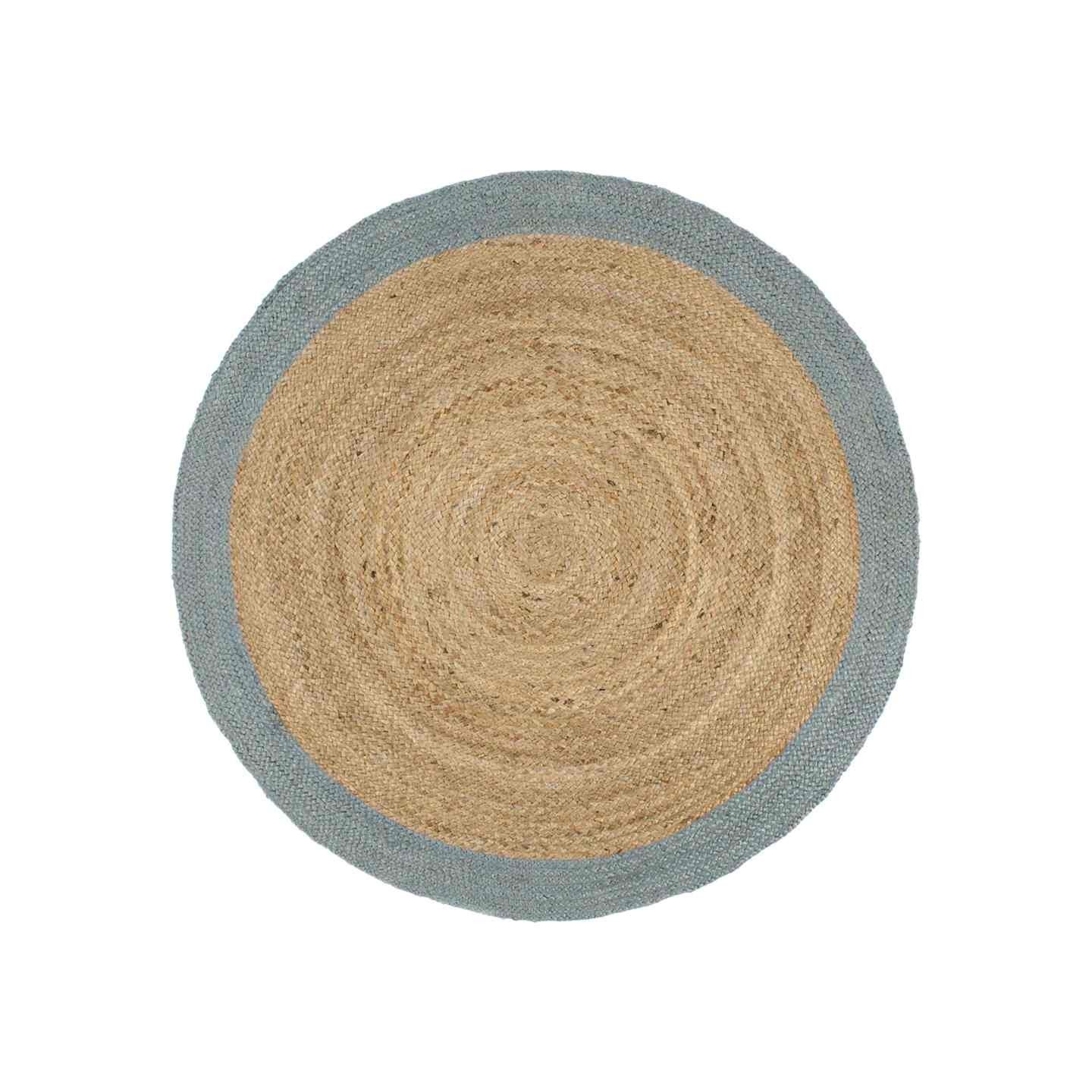 Tapis fait à la main Jute avec bord vert olive 240 cm