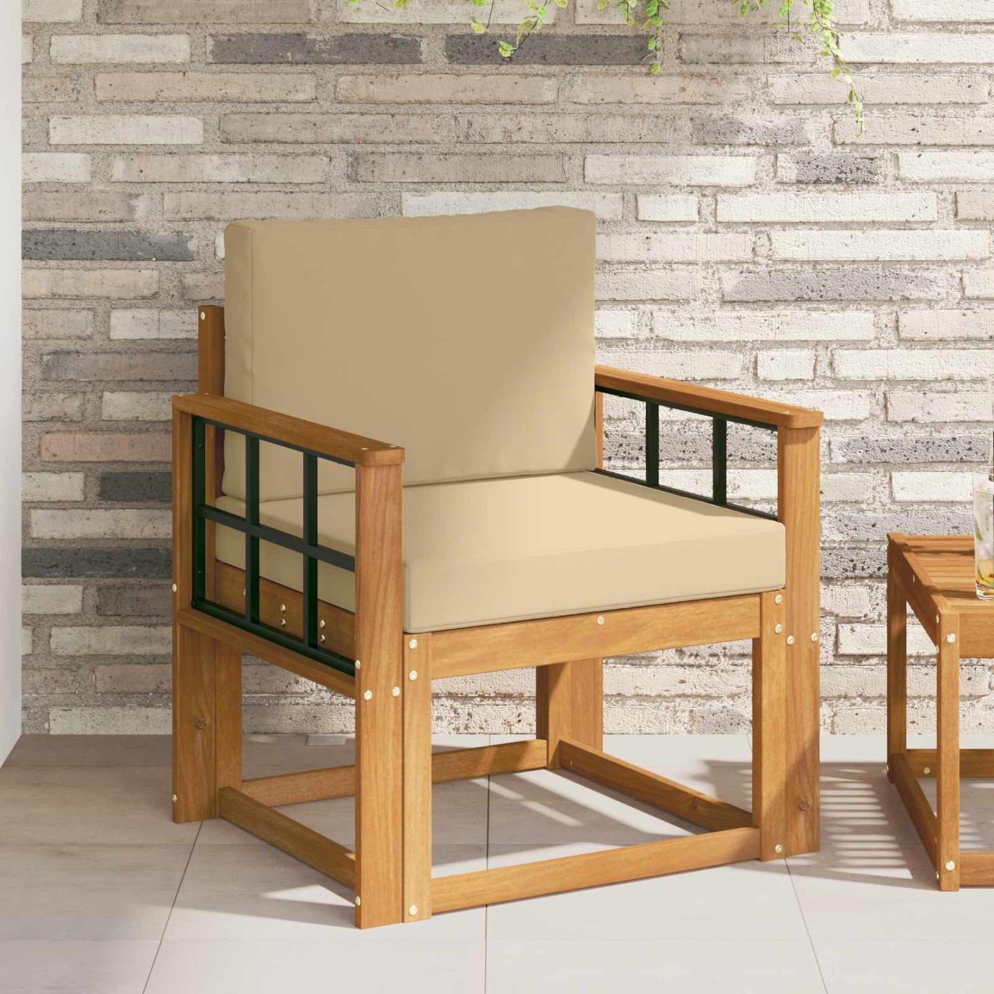 Canapé d’extérieur Bois d'acacia massif et polyester Naturel