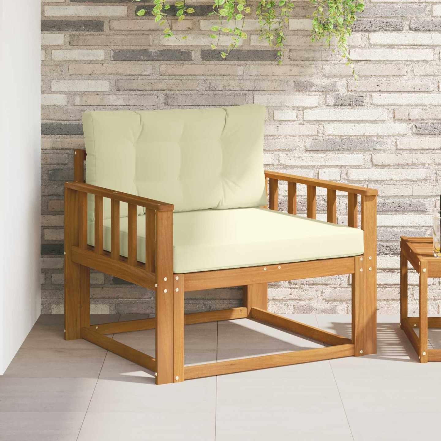 Sofa de milieu extérieur Naturel et Crème 91 x 83 x 73 cm