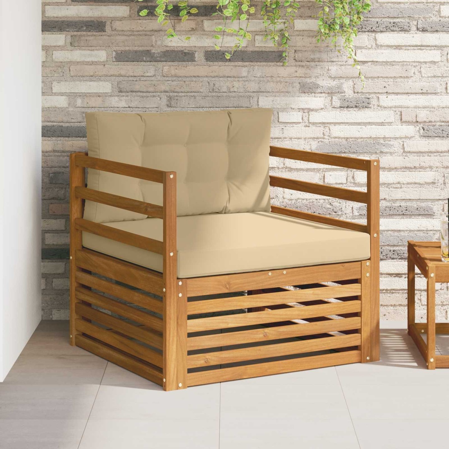 Canapé d’extérieur Bois d'acacia massif et polyester
