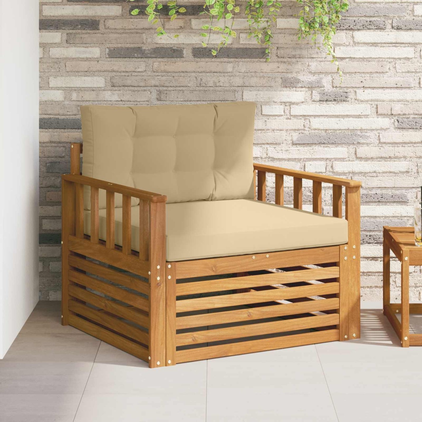 Canapé d’extérieur Bois d'acacia massif et polyester