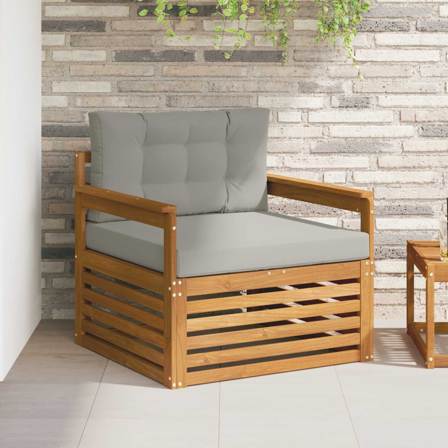 Canapé d’extérieur Bois d'acacia massif et polyester
