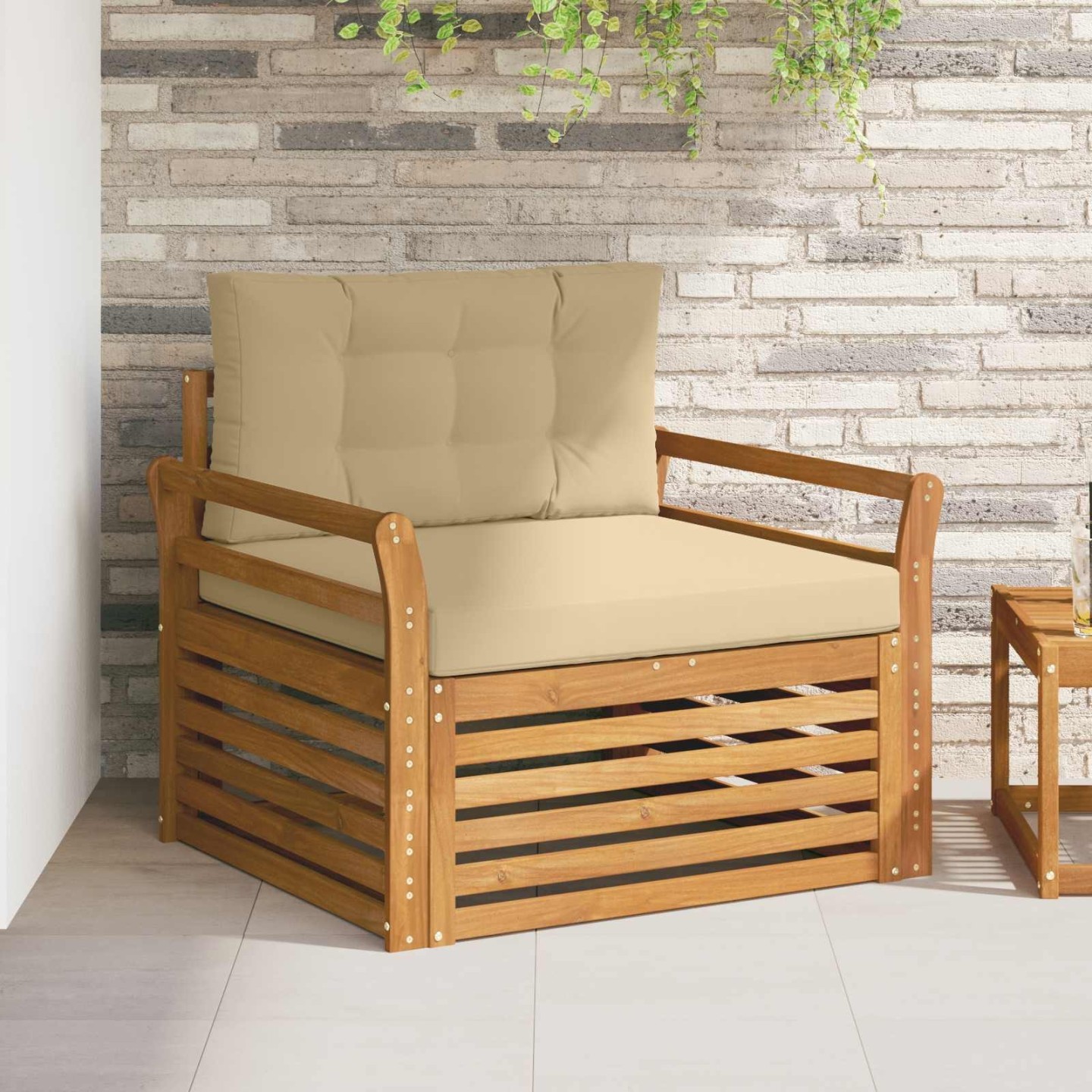 Canapé d’extérieur Bois d'acacia massif et polyester