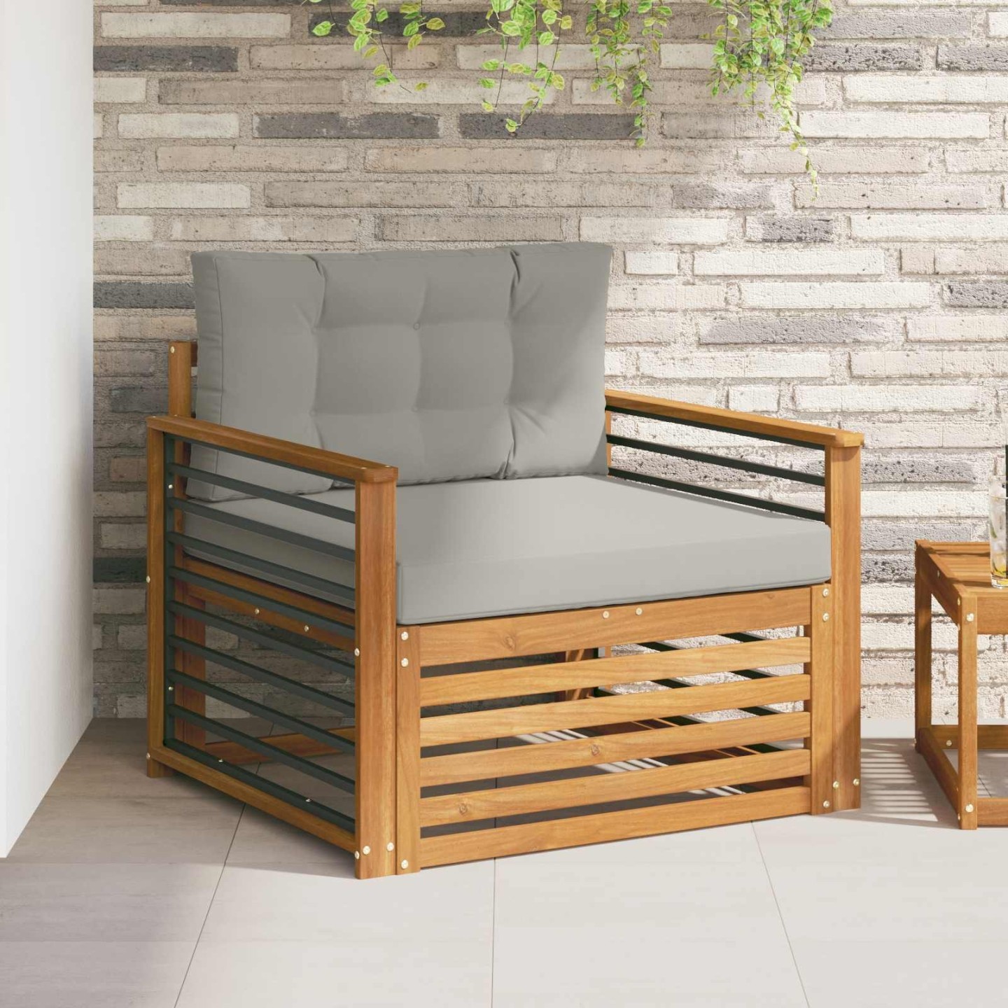 Canapé d’extérieur Bois d'acacia massif et polyester