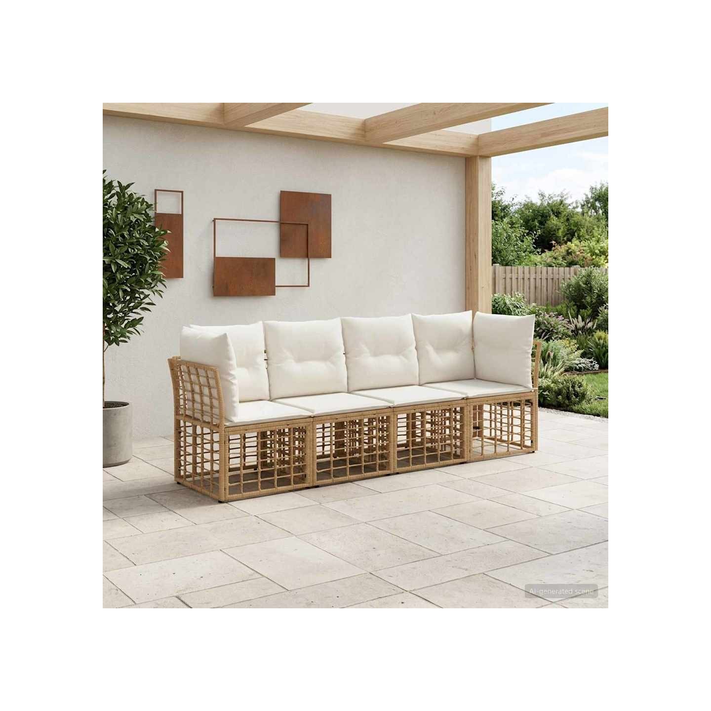 Ensemble de canapés d'extérieur 4 place Naturel Polyester