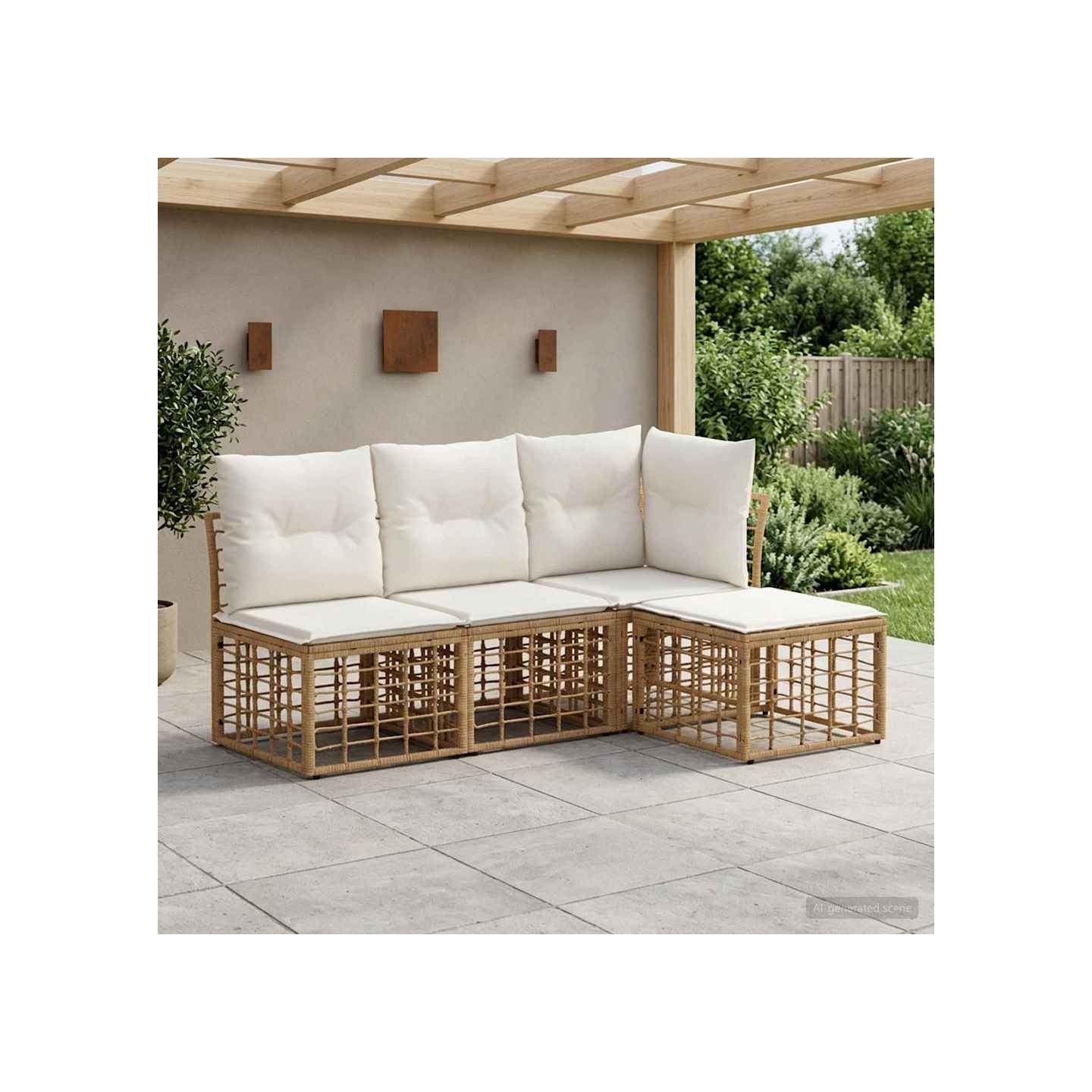 Ensemble de canapés d'extérieur 4 place Naturel Polyester