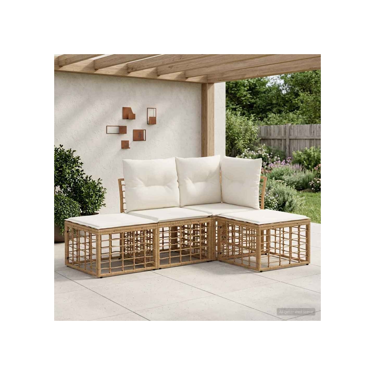 Ensemble de canapés d'extérieur 4 place Naturel Polyester