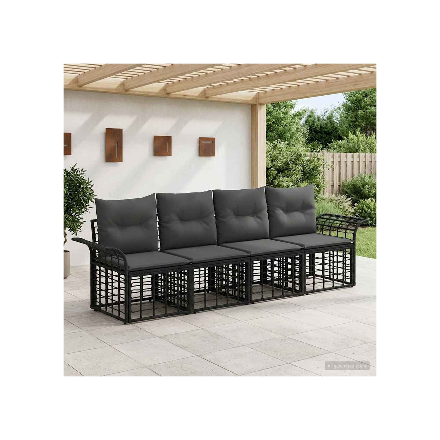 Ensemble de canapés d'extérieur 4 pc Noir et Gris foncé