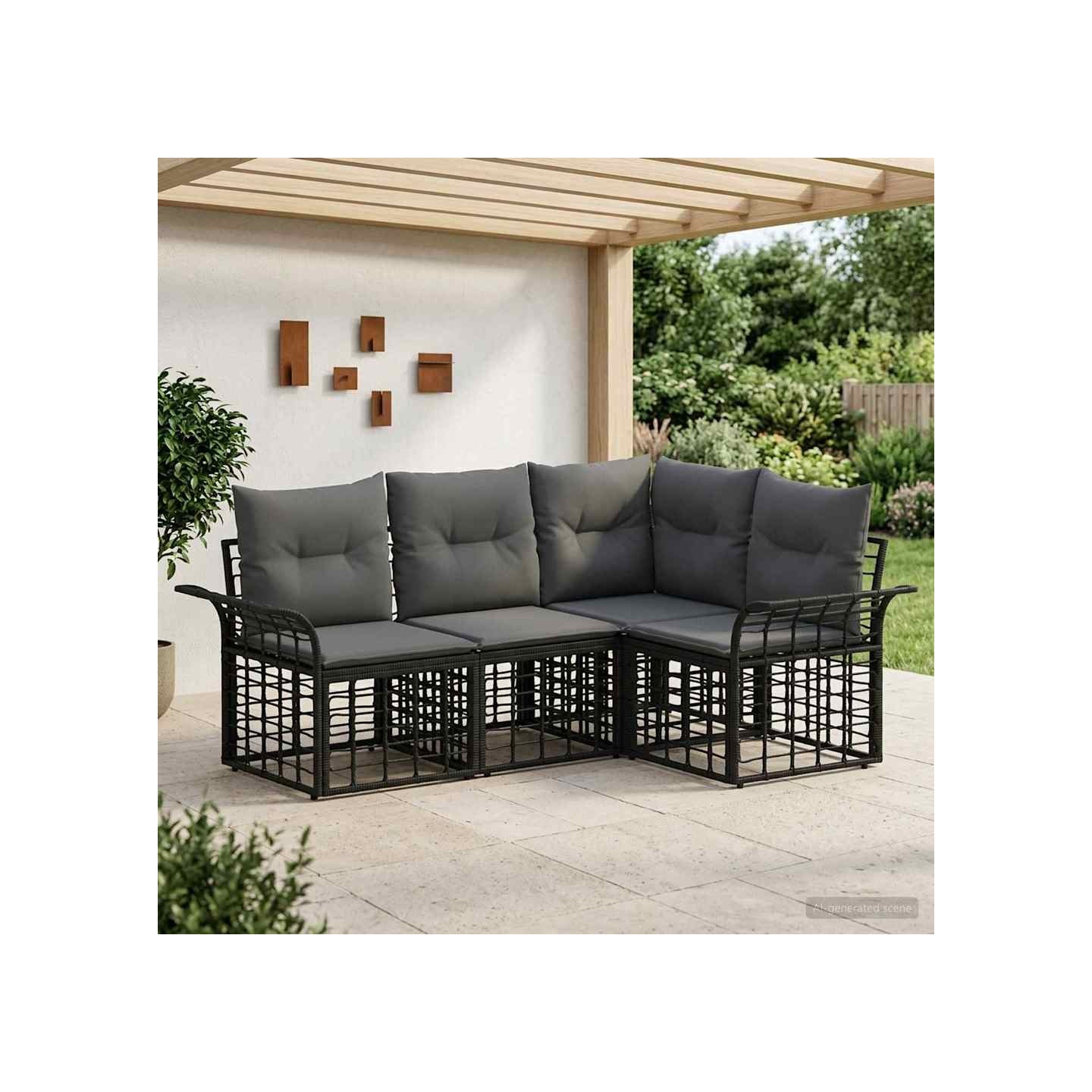 Ensemble de canapés d'extérieur 4 pc Noir et Gris foncé