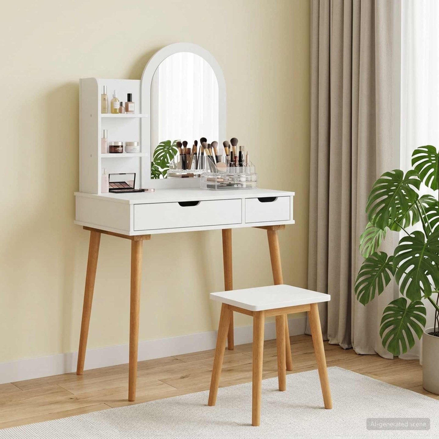 Ensemble de Coiffeuse FAUSKE 3 pc Blanc 76 x 50 x 143 cm