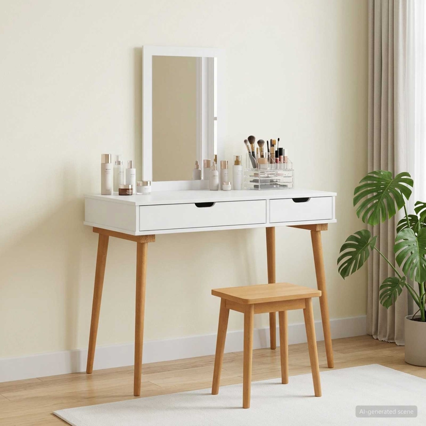 Ensemble de Coiffeuse FAUSKE 2 pc Blanc 100 x 50 x 143 cm