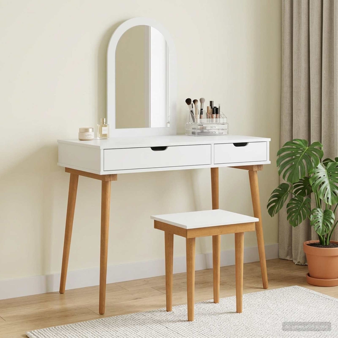Ensemble de Coiffeuse FAUSKE 3 pc Blanc 100 x 50 x 143 cm