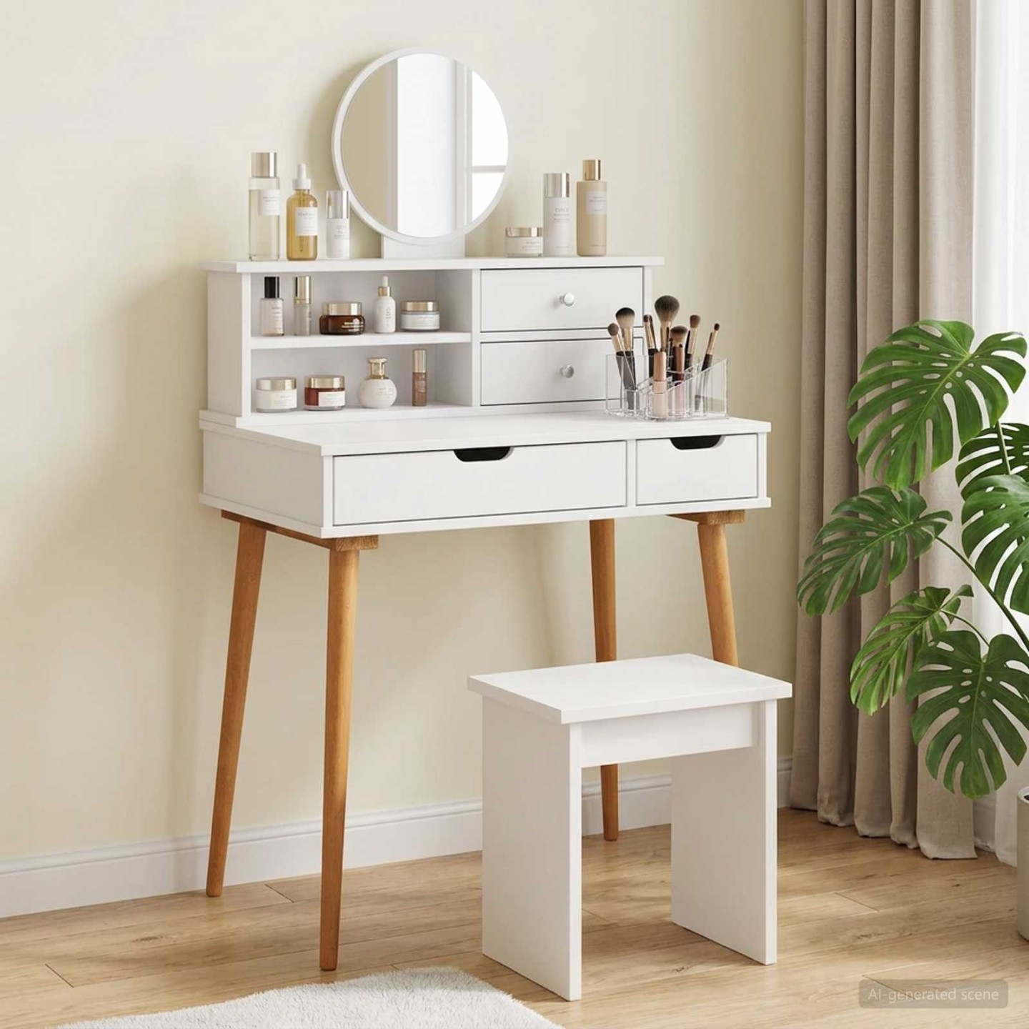 Ensemble de Coiffeuse FAUSKE 2 pc Blanc 76 x 50 x 103,5 cm