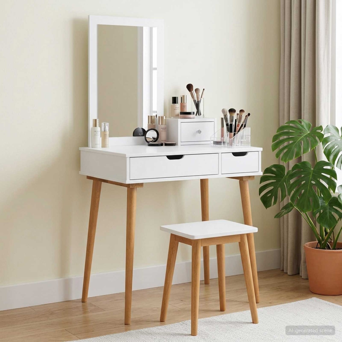 Ensemble de Coiffeuse FAUSKE 3 pc Blanc 76 x 50 x 143 cm