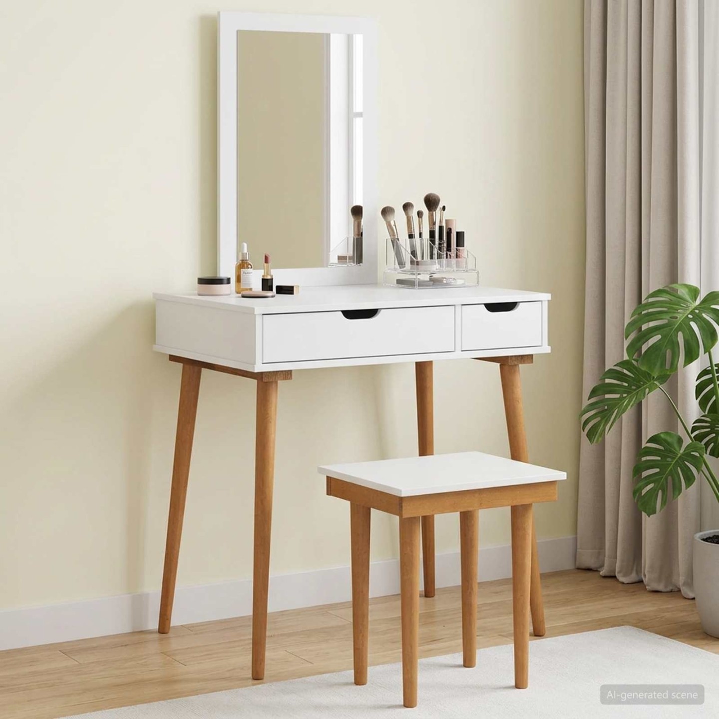 Ensemble de Coiffeuse FAUSKE 3 pc Blanc 76 x 50 x 143 cm