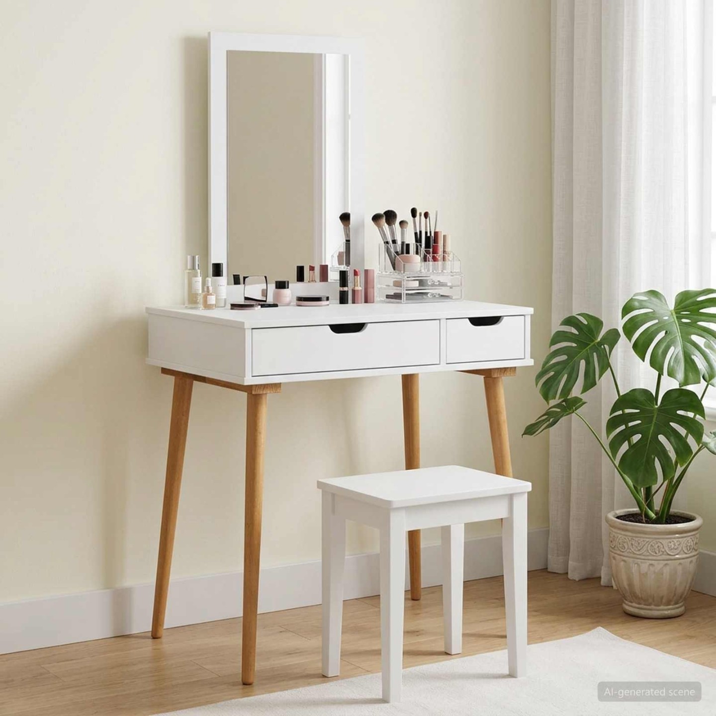 Ensemble de Coiffeuse FAUSKE 2 pc Blanc 76 x 50 x 143 cm