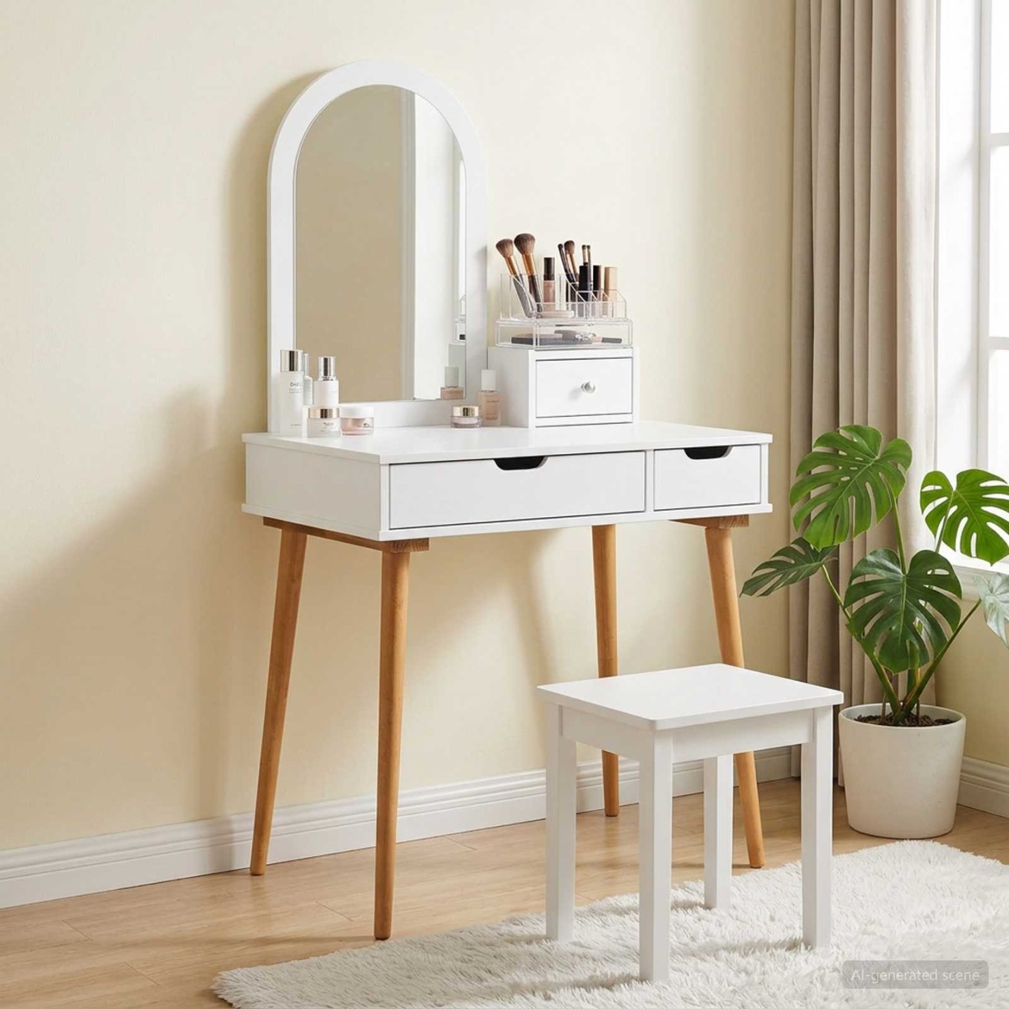 Ensemble de Coiffeuse FAUSKE 3 pc Blanc 76 x 50 x 143 cm