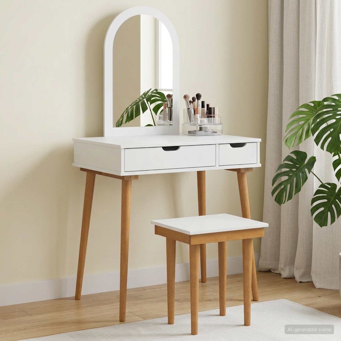 Ensemble de Coiffeuse FAUSKE 3 pc Blanc 76 x 50 x 143 cm