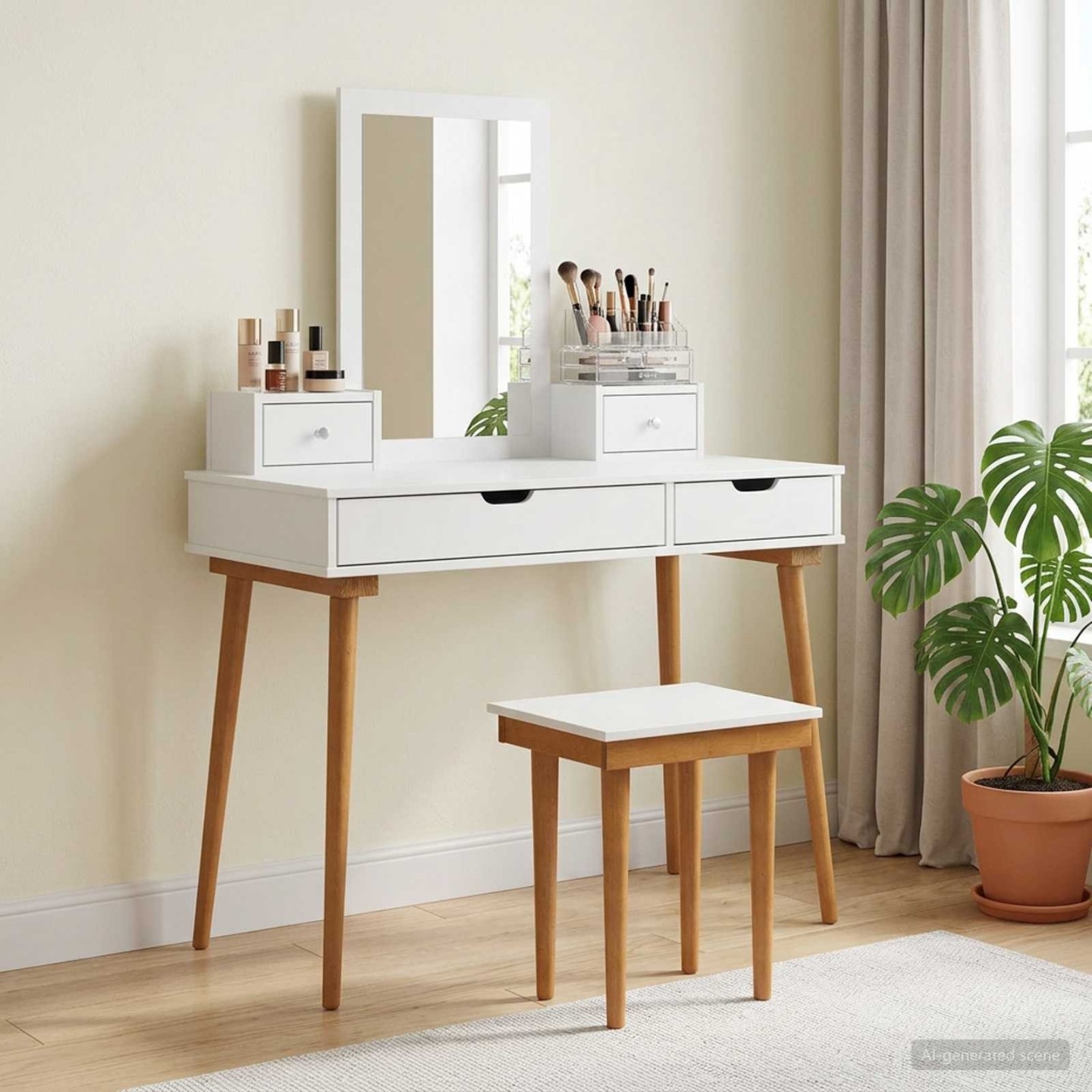 Ensemble de Coiffeuse FAUSKE 5 pc Blanc 100 x 50 x 143 cm