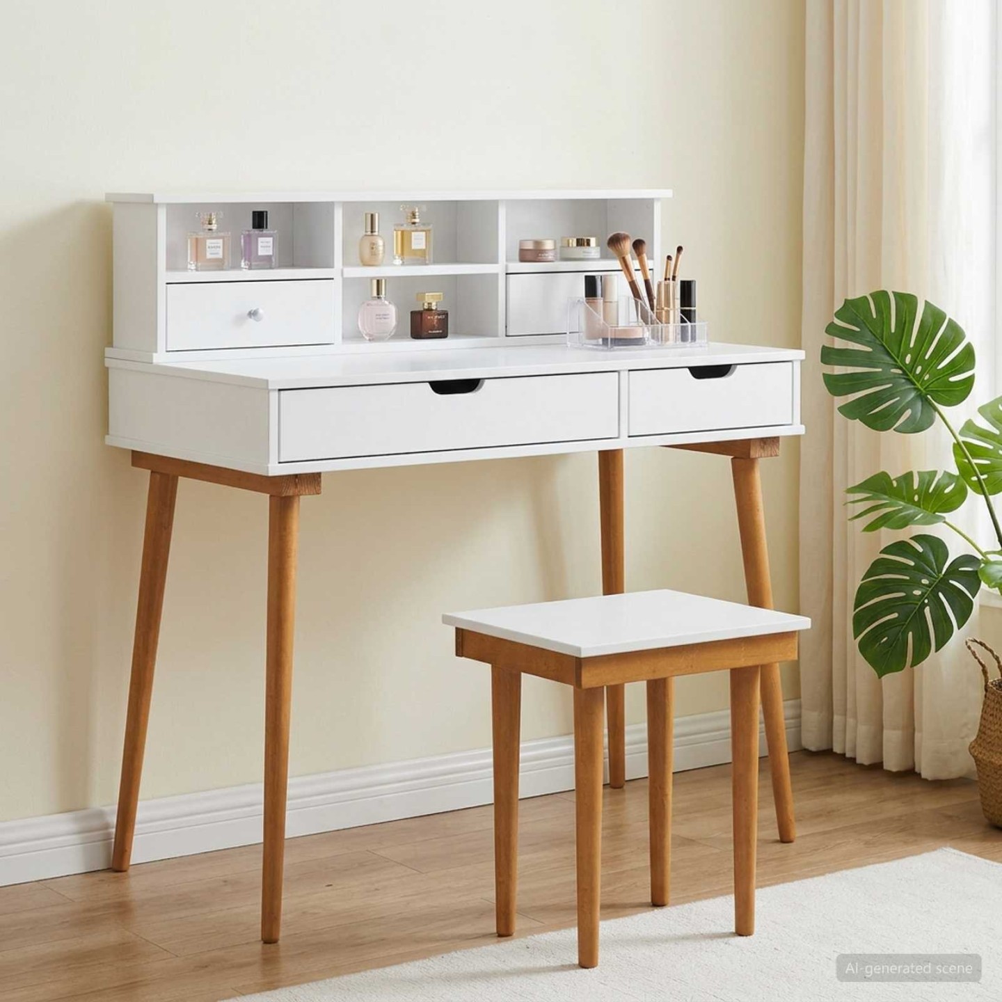 Ensemble de Coiffeuse FAUSKE 3 pc Blanc 100 x 50 x 103,5 cm