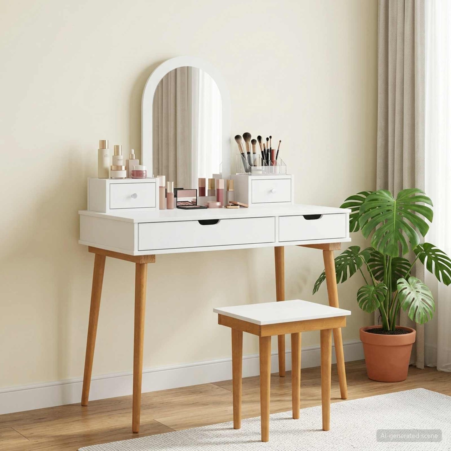 Ensemble de Coiffeuse FAUSKE 5 pc Blanc 100 x 50 x 143 cm