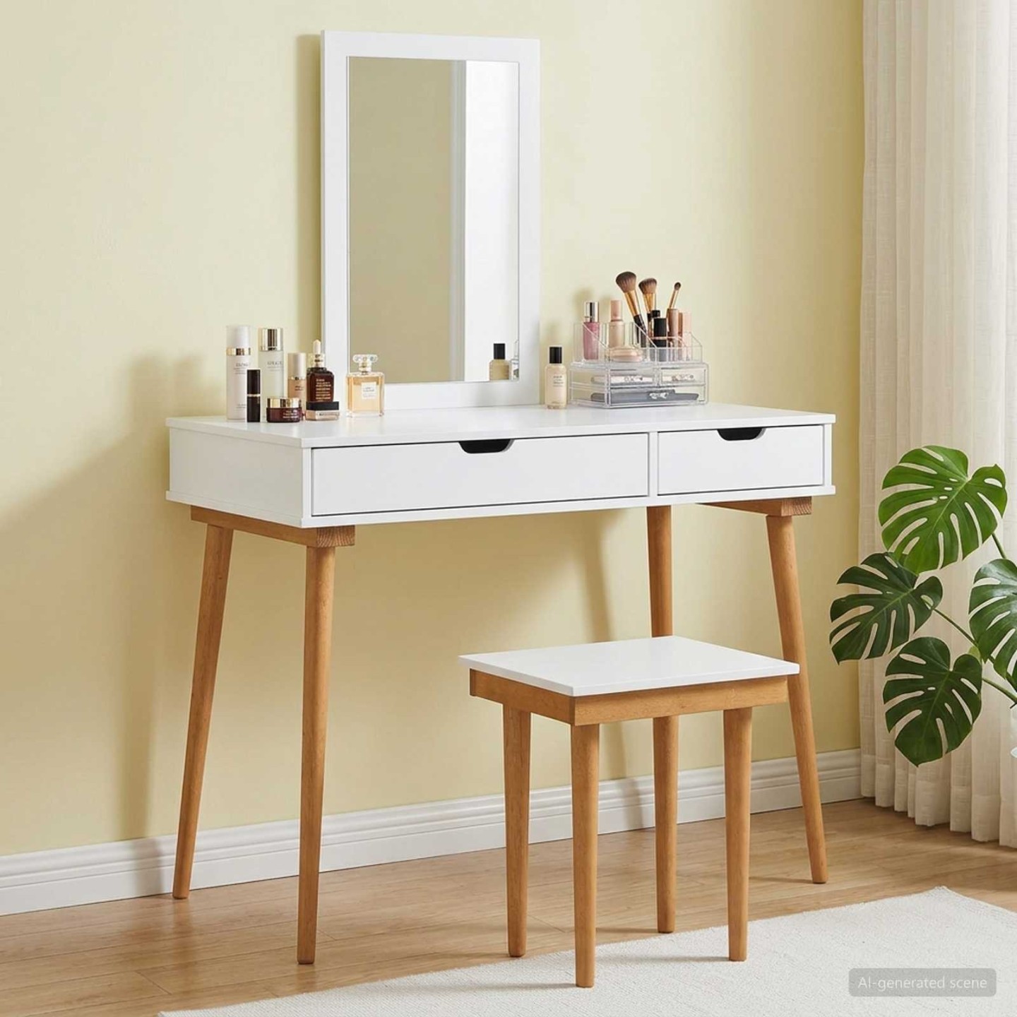 Ensemble de Coiffeuse FAUSKE 3 pc Blanc 100 x 50 x 143 cm