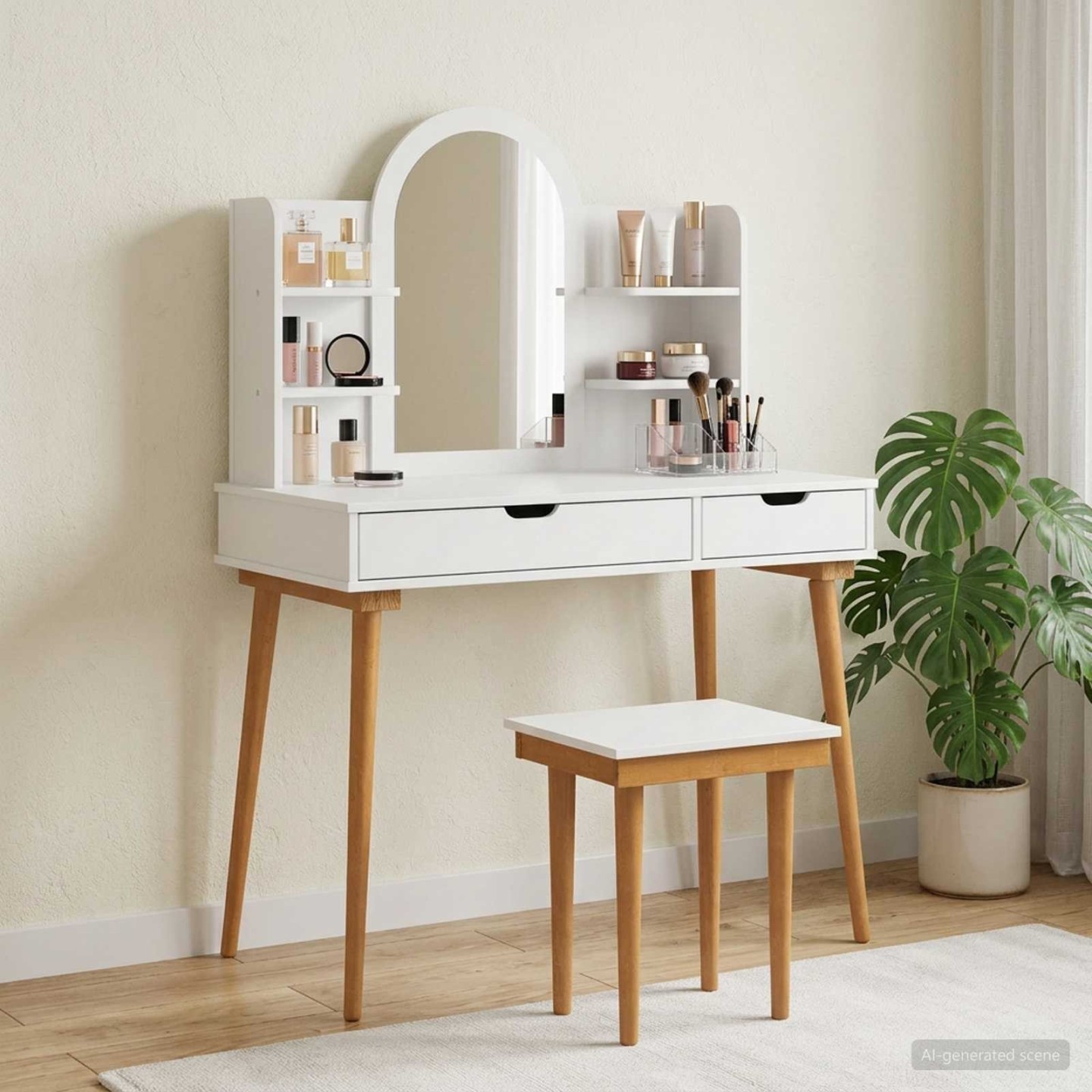 Ensemble de Coiffeuse FAUSKE 5 pc Blanc 100 x 50 x 143 cm