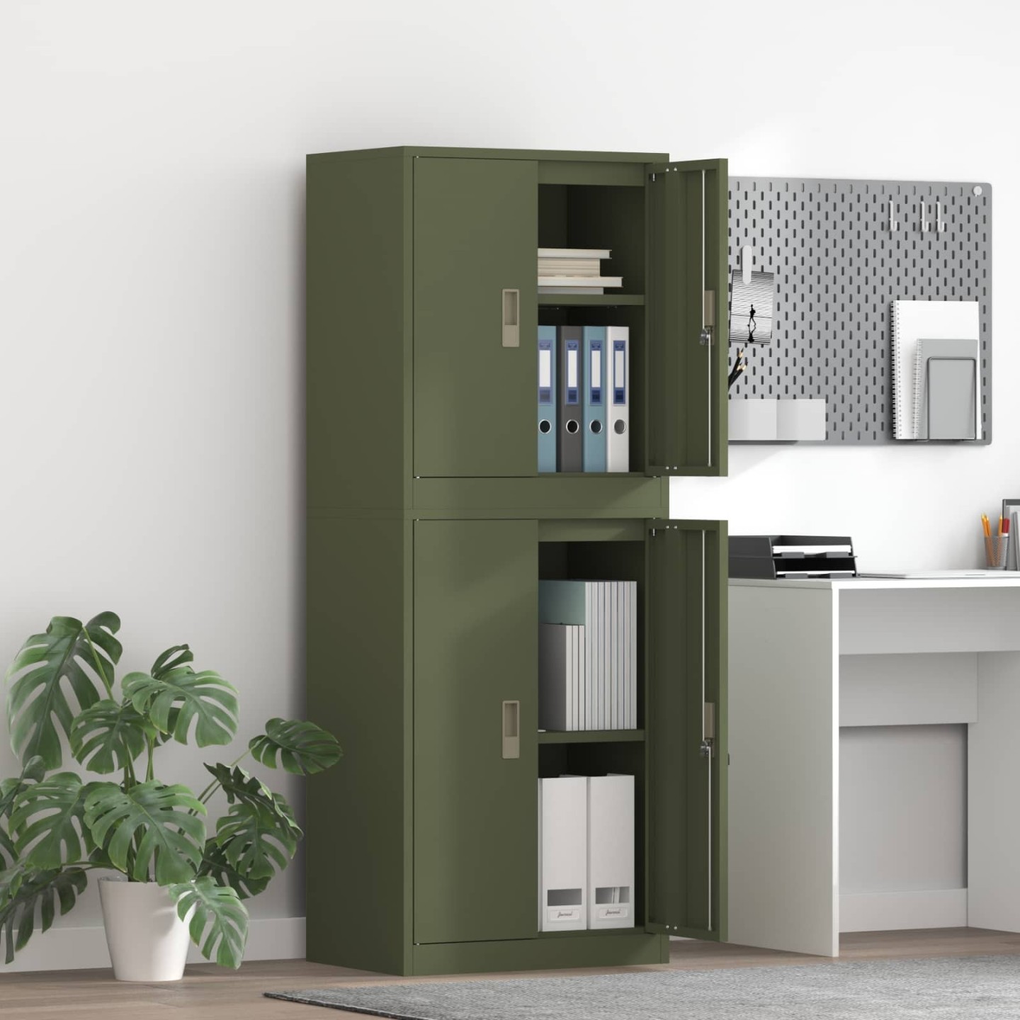 Armoire de rangement 2 pc Vert olive 60 x 40 x 160 cm Acier